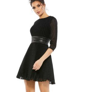 MAC DUGGAL 30749 SHIMMER PLEATED INFUSED BLACK MINI DRESS sz 6